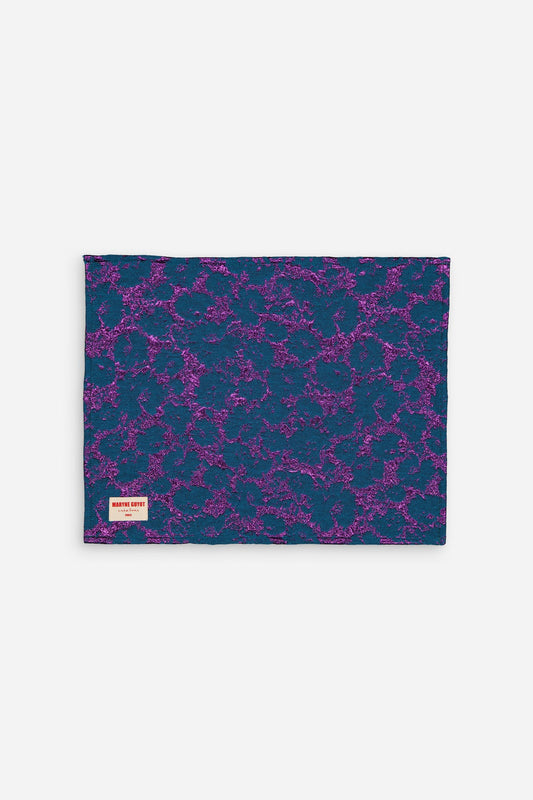 Lot de 2 sets de table motif fleuri Bleu électrique et Violet Cosmic Bleu