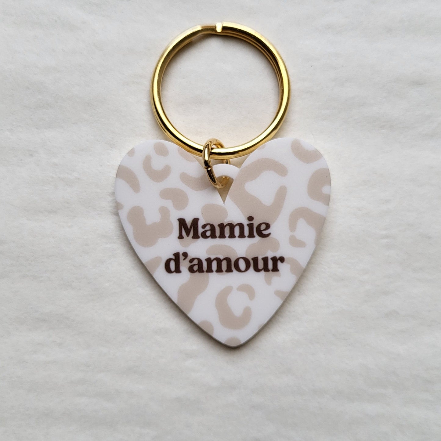Porte-clé cœur Mamie d'amour (Plusieurs motifs)
