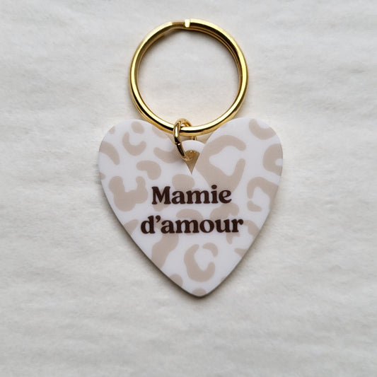 Porte-clé cœur Mamie d'amour (Plusieurs motifs)