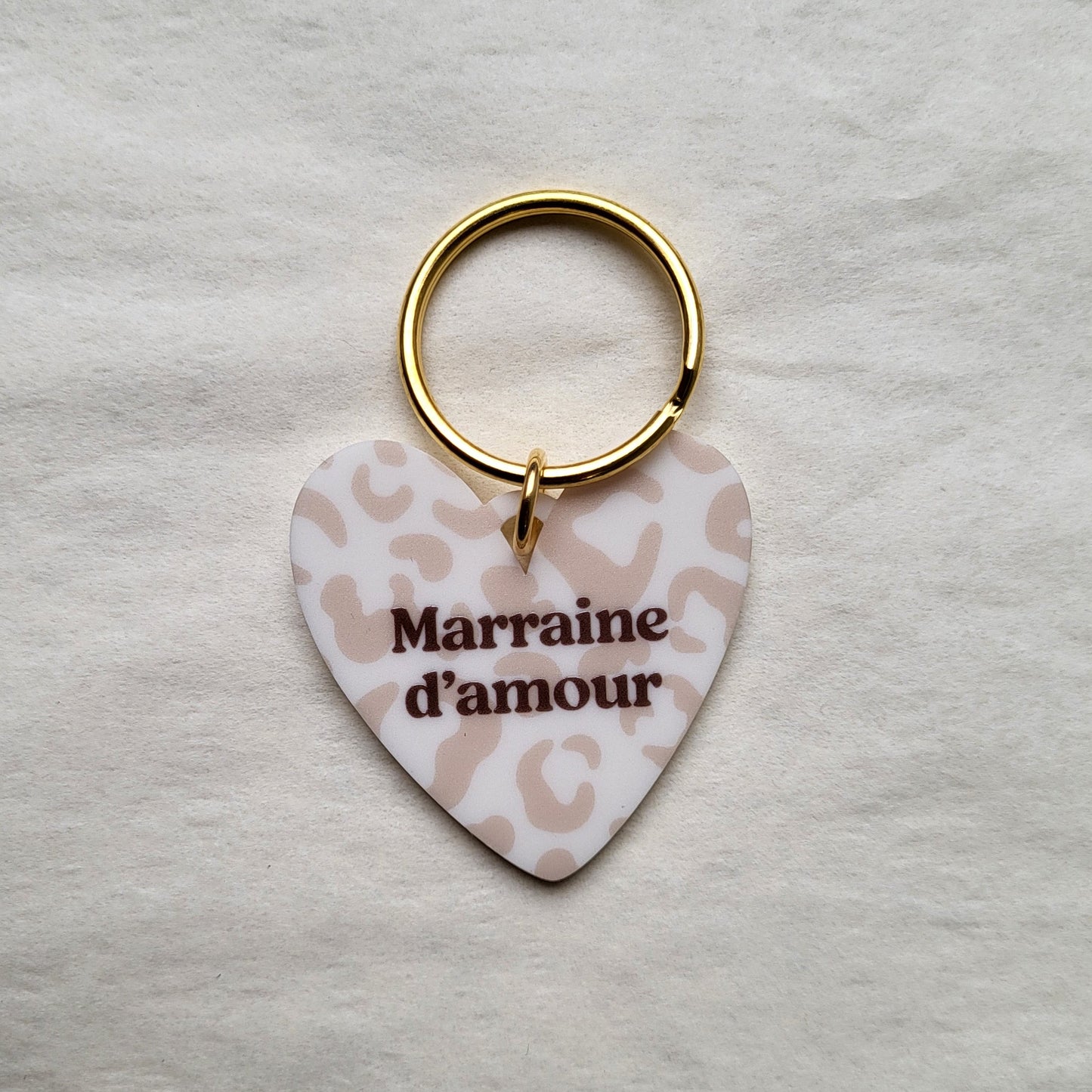 Porte-clé cœur Marraine d'amour (Plusieurs motifs)