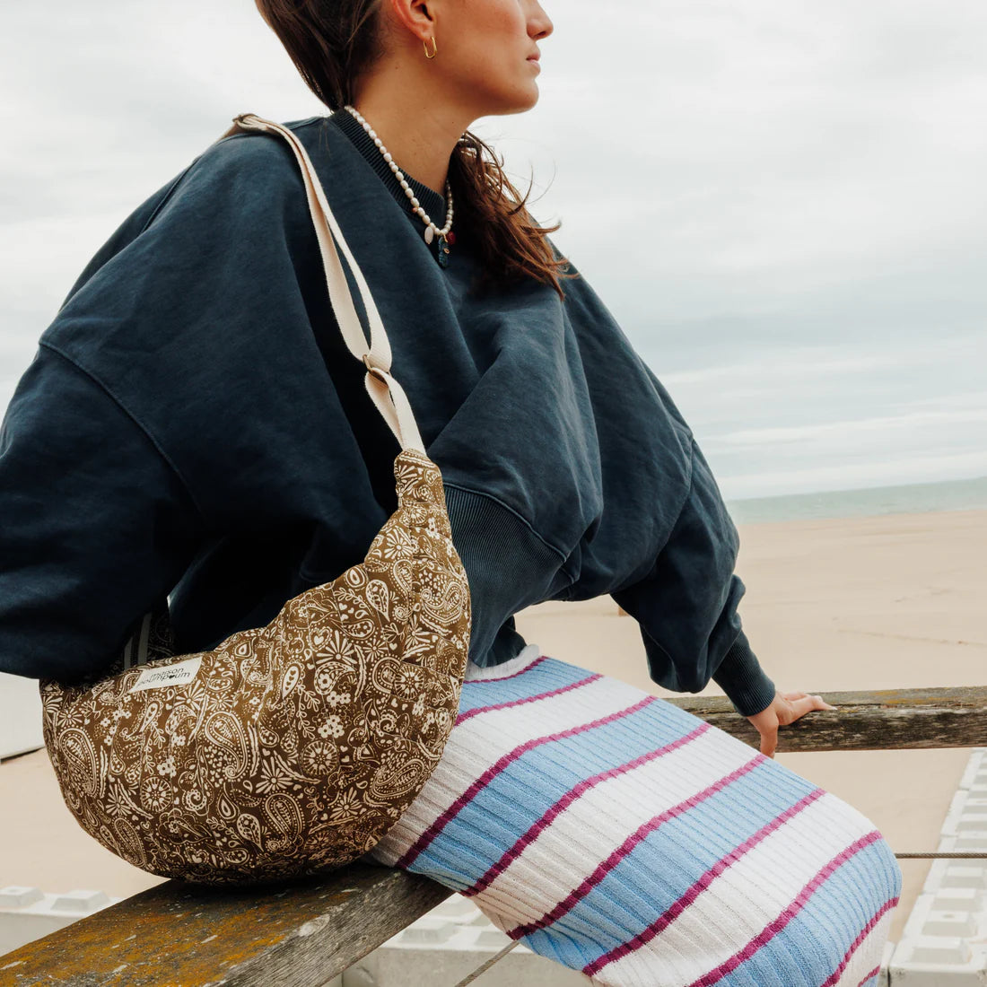 Sac demi-lune Bandana Kaki