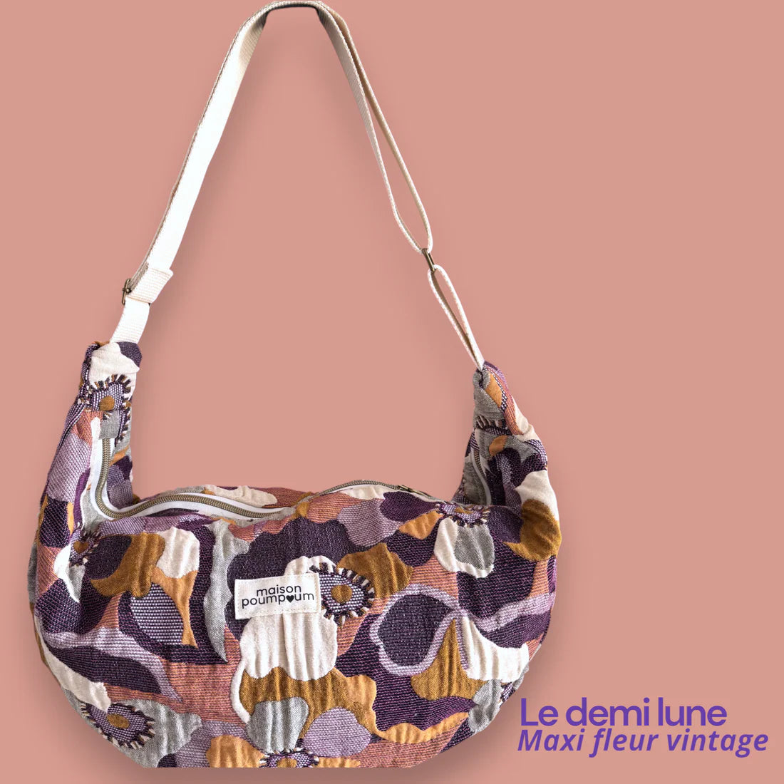Sac demi-lune Maxi fleurs vintage
