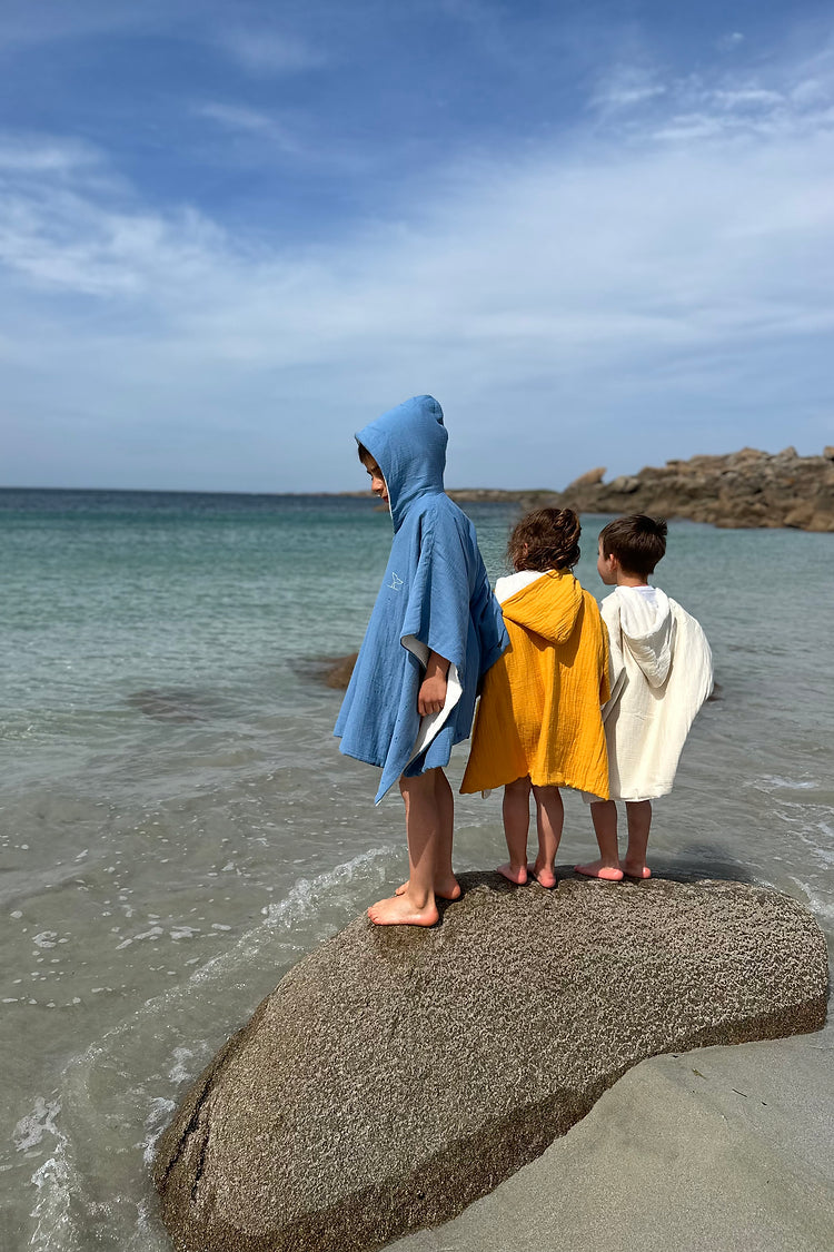 Sancho le poncho de plage - Bleu Orage