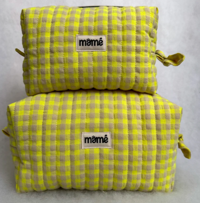 Trousse Vichy Jaune Fluo