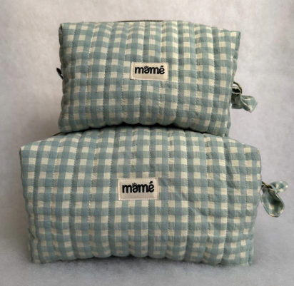 Trousse Vichy Bleu ciel Beige