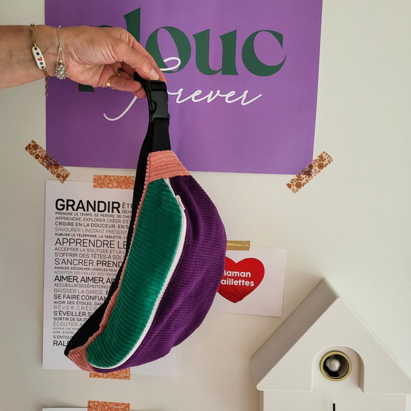 Banane velours Violet & Vert