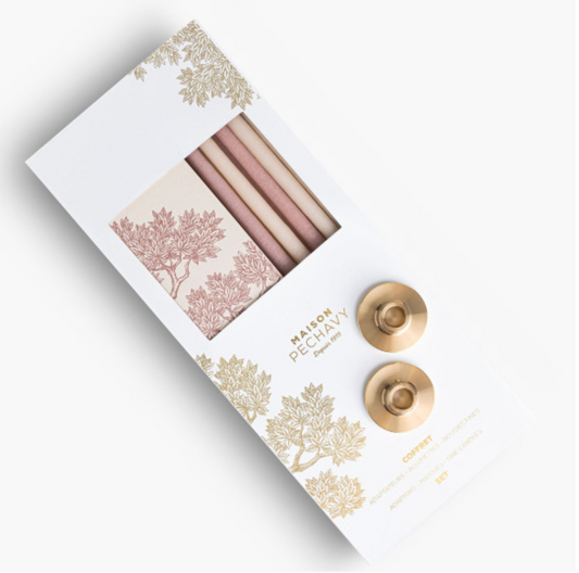 Coffret Bougies / Allumettes / Bougeoirs - Bois de Rose