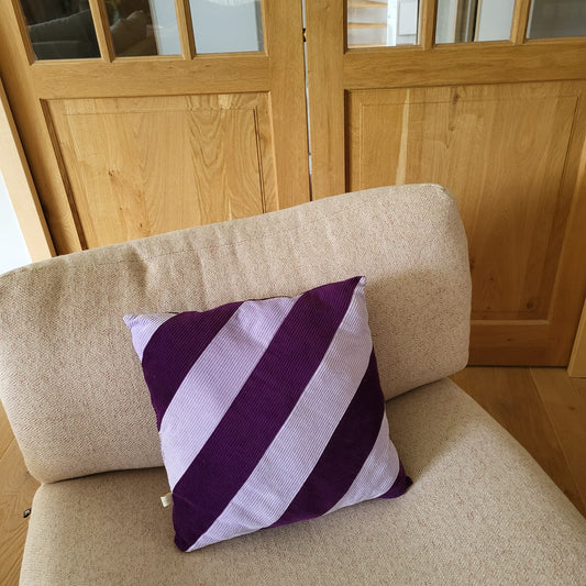 Coussin Rayures Violet & Parme