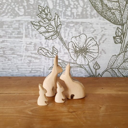 Famille Lapin en bois